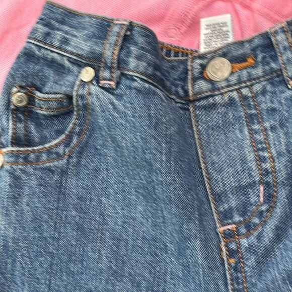 VTG Carter’s | Baby Girls Embroidered Denim Blue Jeans Pink Long Sleeve T Shirt - Picture 8 of 16